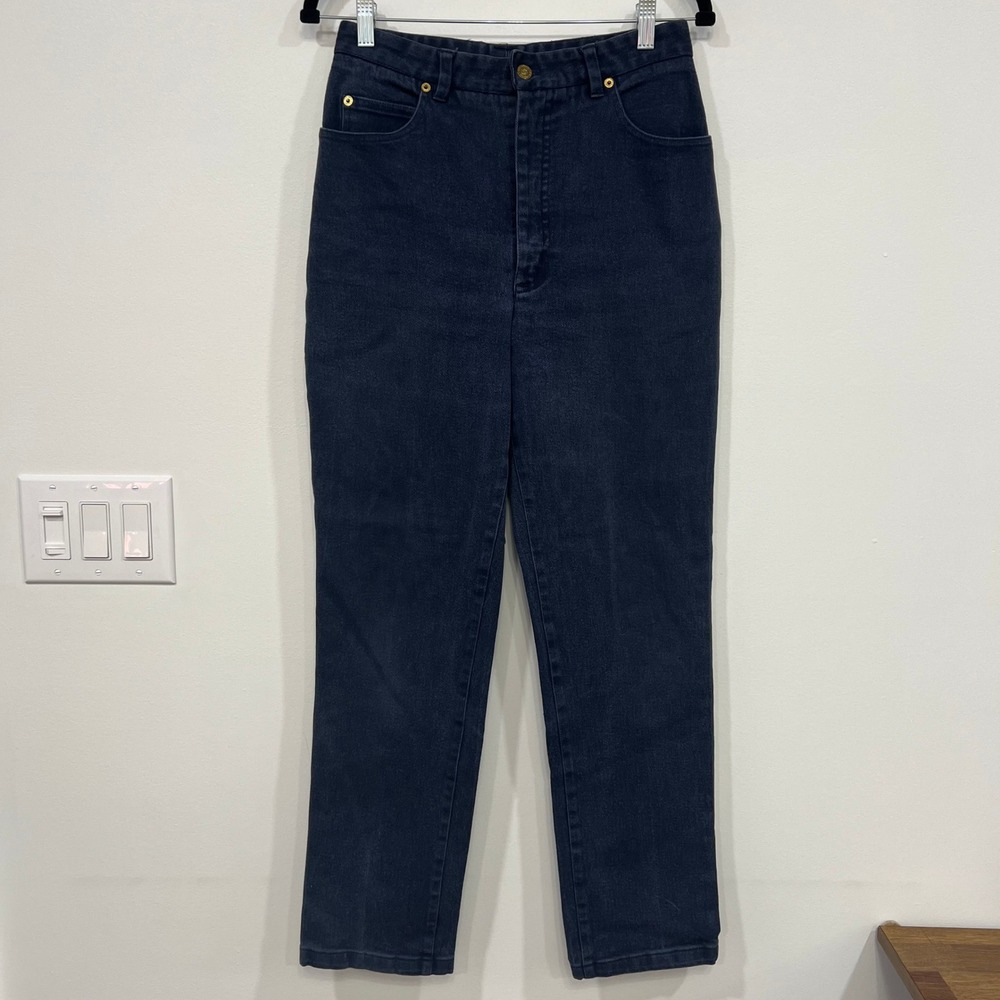 St John Womens Jeans Dark Wash Straight Leg High Rise Blue Denim Small